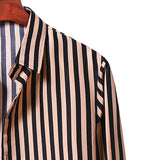 Men's Striped Long Sleeve Youth Fashion Business Casual Lining Large Size Retro Sports Men Shirt