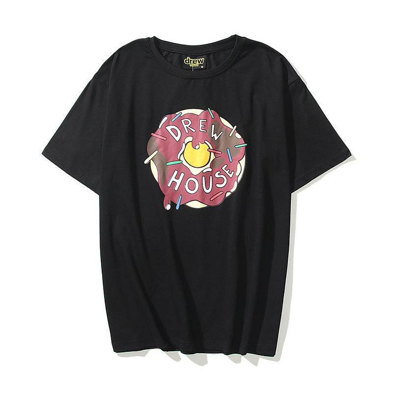 Justin Bieber Drew House T shirt Chocolate Donut Summer Loose Men's and Women's ShortSleeved Tshirt