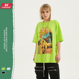 Men's Spring and Summer Short Sleeves plus Size Vest Loose Retro Sports T-shirt Men Top