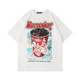 Men T Shirt Summer Casual Tops Coke Cup Printed Short Sleeve T-shirt Men's High Street round Neck Half Sleeve Summer Fashion Brand
