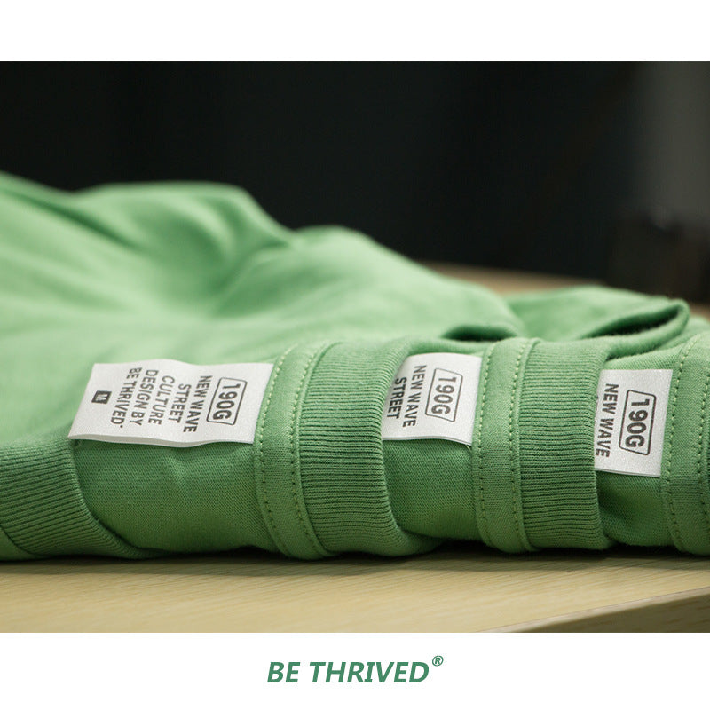 Men's Spring and Summer Basic Style Loose Large Size Retro Sports Solid Color Short Sleeve Men's T-shirt Men Top