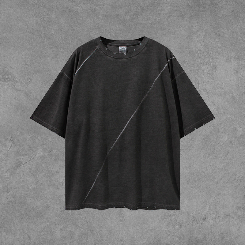 Men's Spring and Summer Short Sleeves Retro Large Size Loose Sports Vest Top T-shirt Men Men Top