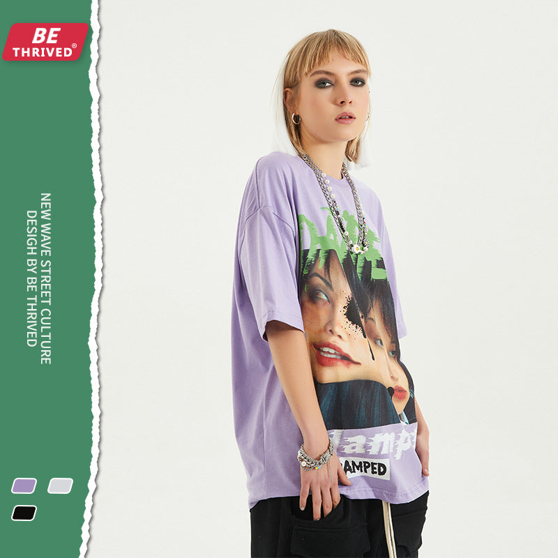 Men's Spring and Summer Large Size Loose Sports Top Casual Short-Sleeved T-shirt Men Top