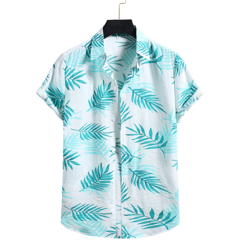 Men's Shirt Fashion Slim Fit Shirt Short Sleeve Shirt Large Size Casual Top Summer Men's Short Sleeve Flower Shirt Fashion Floral Short Sleeve Shirt