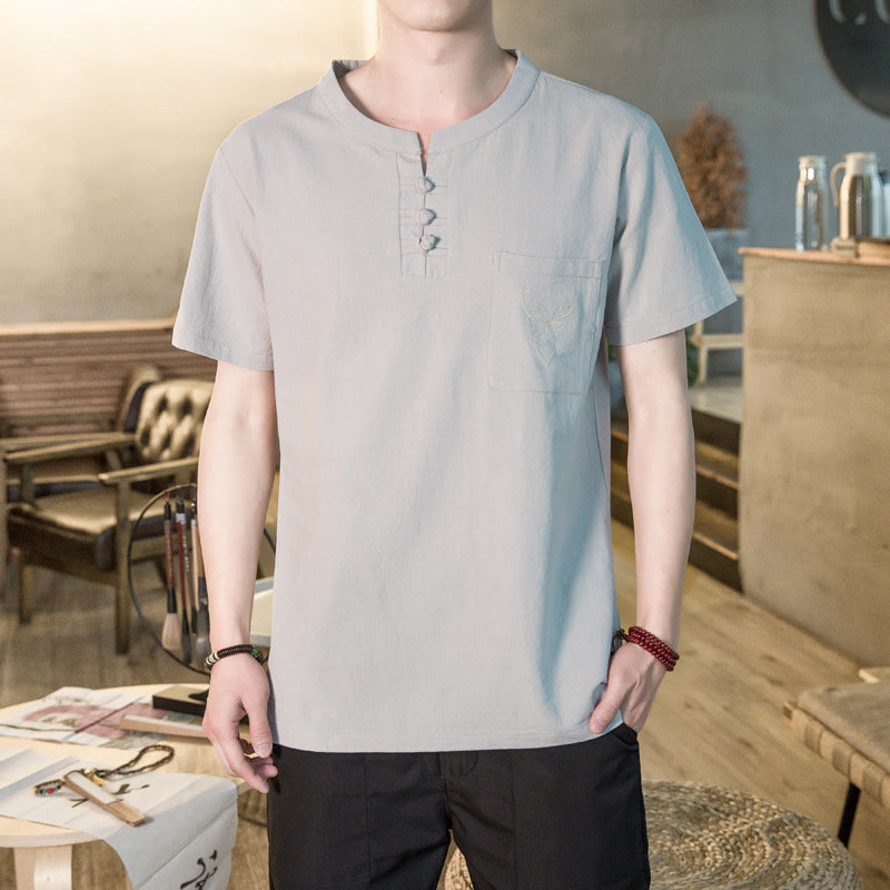 Men Tshirt Casual plus Size Top Summer round Neck Short Sleeves T-shirt Men's Loose