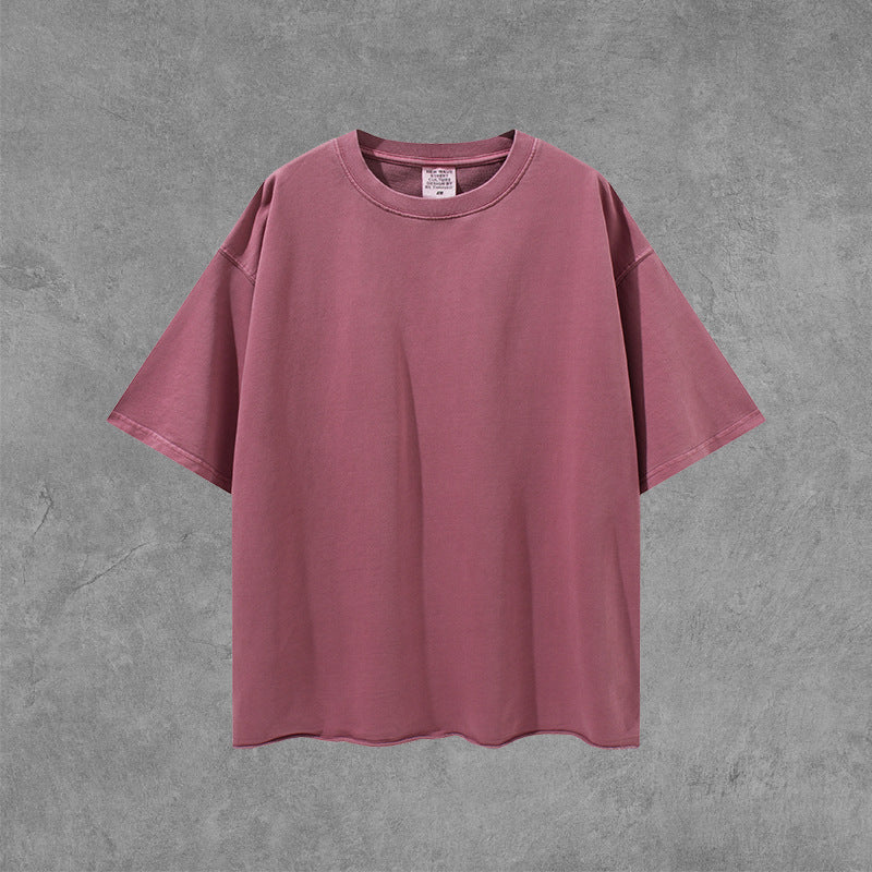 Men's Spring/Summer plus Size Loose Top Retro Sports Short-Sleeved T-shirt Suit Men Top