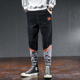 Color Block Men Casual Tapered Pant Men Spring Summer Casual Pant Spring Color Contrast Patchwork Loose Tappered Corduroy Casual Pants Male Men Pant