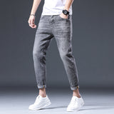Cropped Pants Men Spring Slim Stretch Gray Jeans Men's Men Jeans
