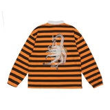 Men Summer Pullover Sweater Printed Striped Long-Sleeved Polo Shirt Men's Lapel T-shirt Street Fashion Pullover