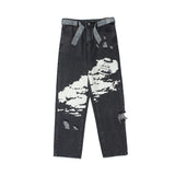 Printed Jeans Men's plus Size Retro Sports Trousers Baggy Straight Trousers Men's Men's Jeans