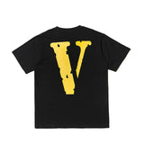 Vlone Men's Clothing Print Loose Male and Female Couple Short Sleeve Tshirt