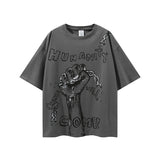 Men's Spring and Summer plus Size Loose Top Short-Sleeved Retro Sports T-shirt Men Top