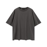 Men's Summer Large Size Loose Retro Sports Top Short Sleeve Solid Color T-shirt Men's Men Top