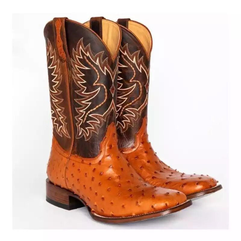 Coachella Ankle Boots Autumn and Winter Low Heel Stitching Embroidery Middle Boots