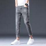 Cropped Pants Men Spring Slim Stretch Gray Jeans Men's Men Jeans