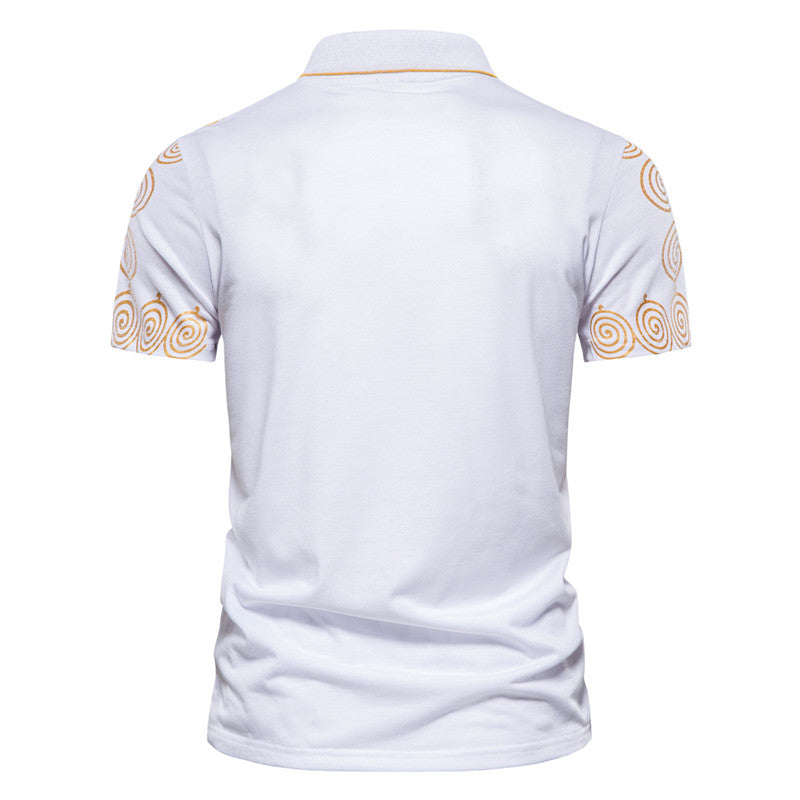 Men Shirt Fashion Slim Fit Shirt Short Sleeve Shirt Large Size Casual Top Men's Fashion Print Short Sleeve Lapel T-shirt Polo Shirt