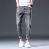 Cropped Pants Men Spring Slim Stretch Gray Jeans Men's Men Jeans