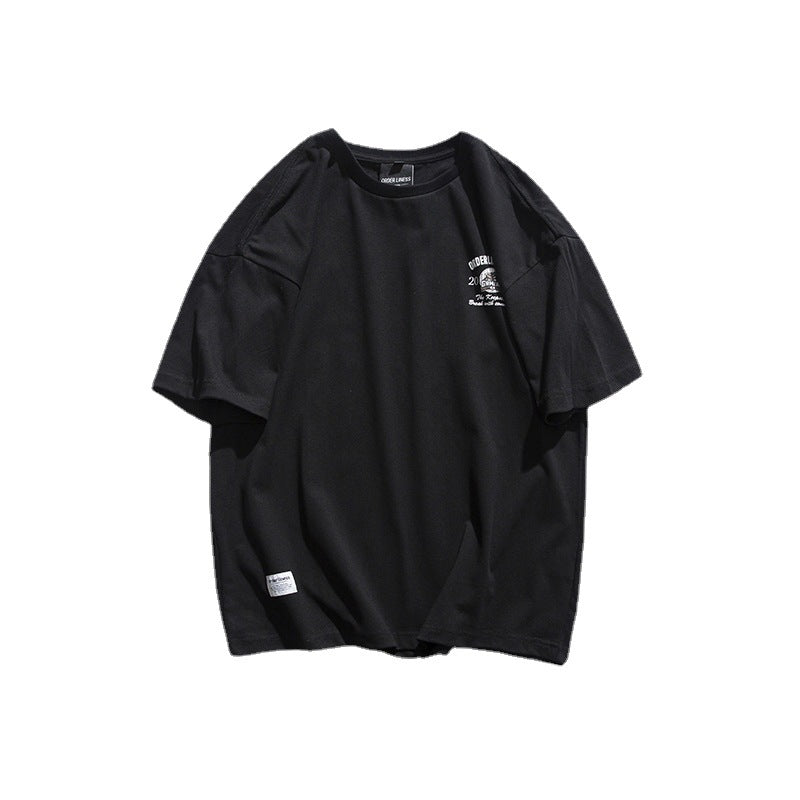 Varsity Jacket for Men Baseball Jackets Short-Sleeved T-shirt Men's Casual Cartoon Baseball Boy Letter Print Loose Sports round Neck