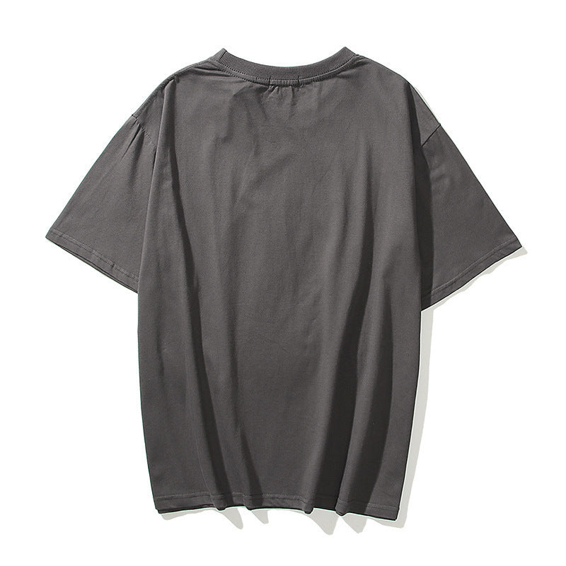 Justin Bieber Drew House T shirt Smiley T-shirt Puff Print Loose Men's and Women's round Neck High Street Short Sleeve
