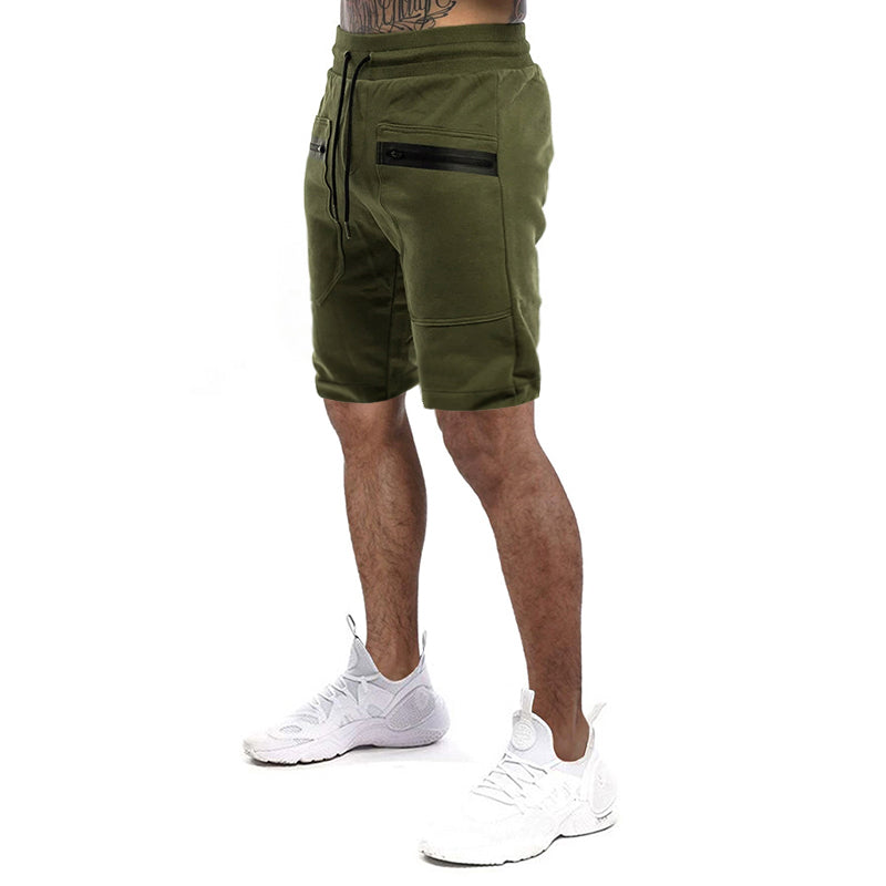 Men Shorts Sports Shorts Summer Men's Pocket Zipper Drawstring Sports Casual Shorts