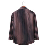 Men's Striped Long Sleeve Youth Fashion Business Casual Lining Large Size Retro Sports Men Shirt