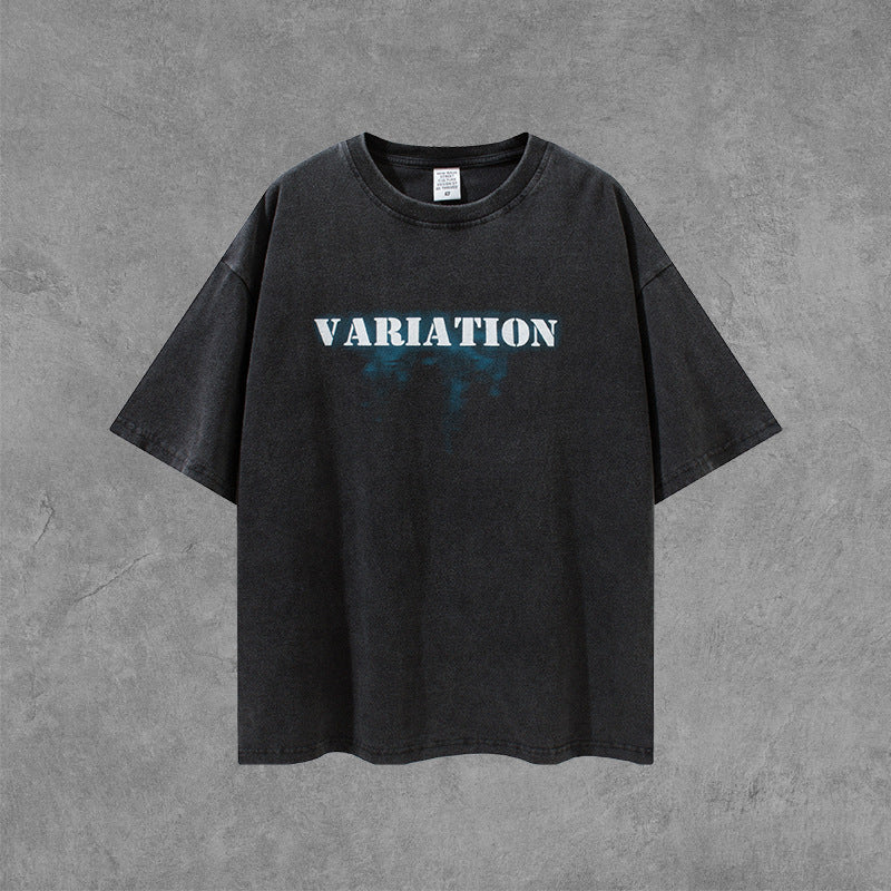 Men's Spring and Summer Large Size Top Loose Short Sleeve Casual Retro Sports T-shirt Men Top