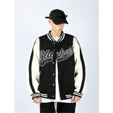 Varsity Baseball Jacket for Men Spring Baseball Uniform Embroidery Stitching Contrast Color Loose Jacket Coat Men