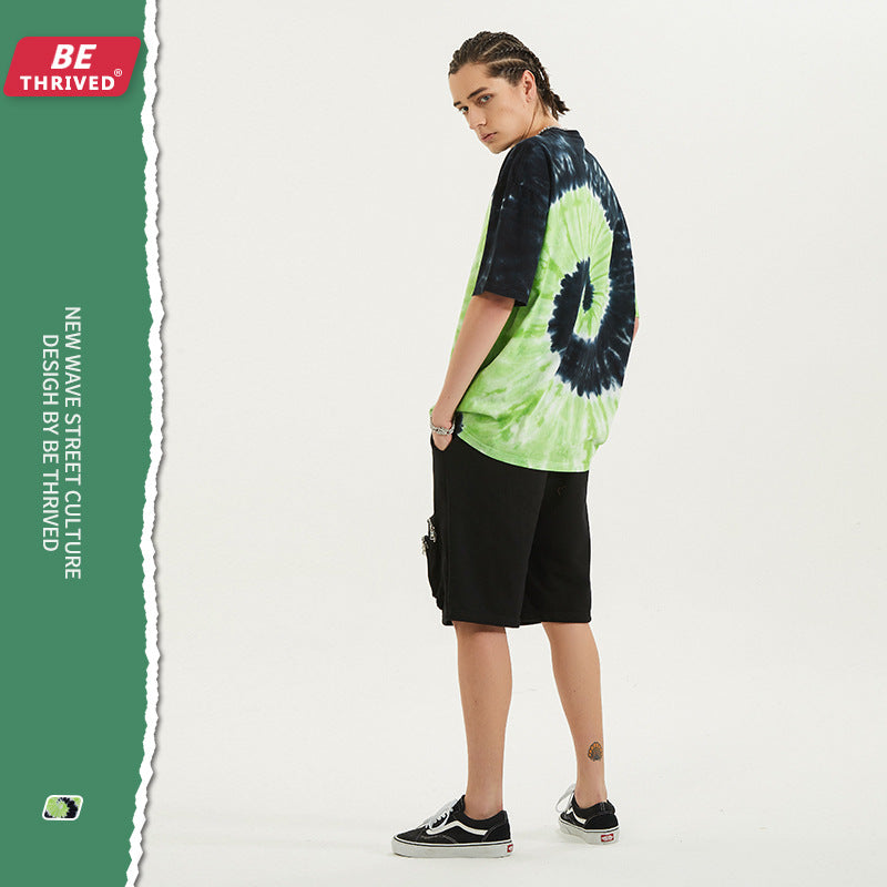 Men's Spring and Summer Vest Large Size Loose Retro Sports Casual Top T-shirt with Short Sleeves Male Infmen Top