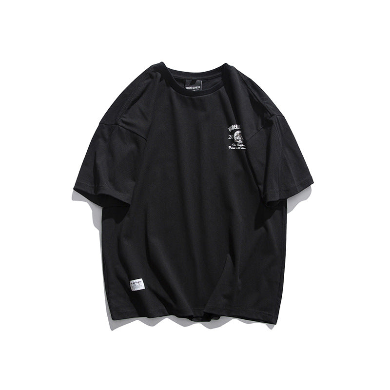 Varsity Jacket for Men Baseball Jackets Short-Sleeved T-shirt Men's Casual Cartoon Baseball Boy Letter Print Loose Sports round Neck