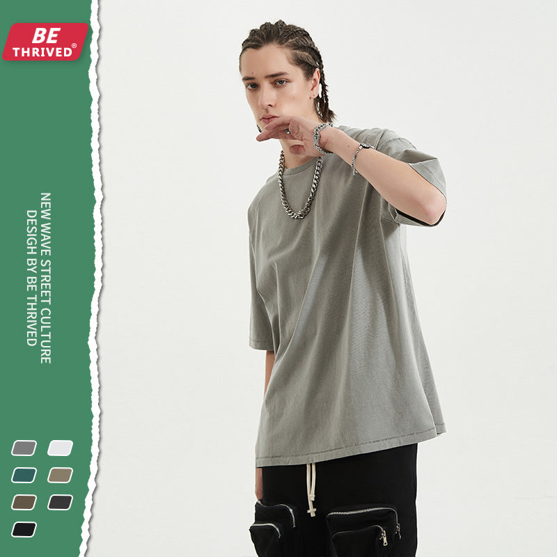 Men's Summer plus Size Vest Retro Sports Casual Top Loose Short-Sleeved T-shirt Men's Men's Top