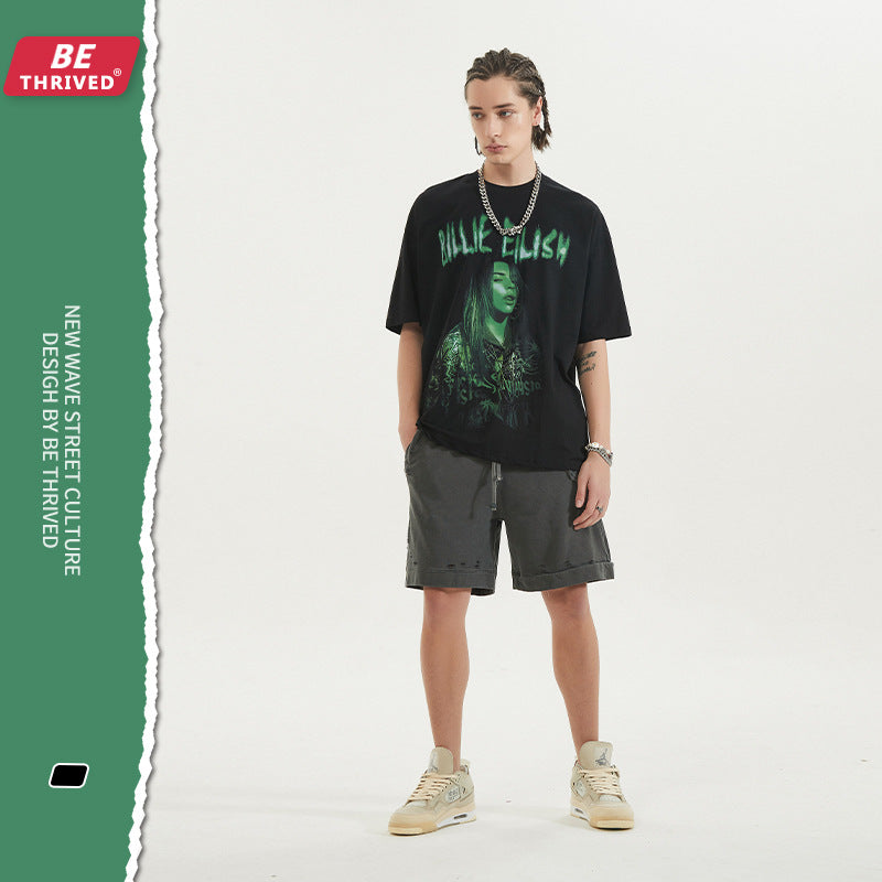 Men's Summer Short Sleeve plus Size Loose Sports Top Casual T-shirt Men's Men's Top