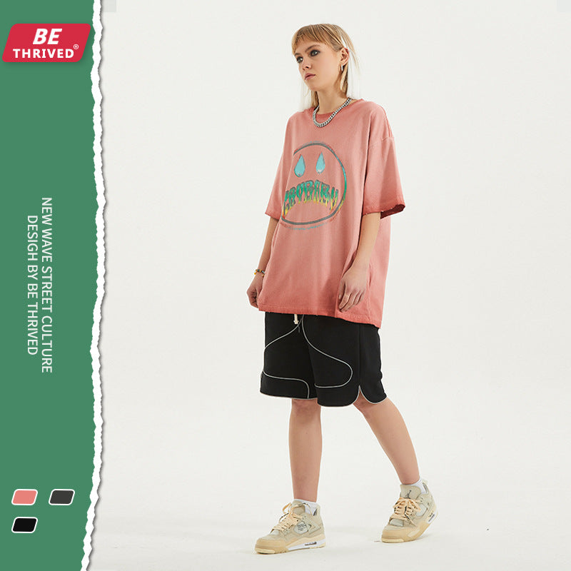 Men's Summer Short Sleeve Large Size Loose Retro Sports Top Vest T-shirt Men's Men Top