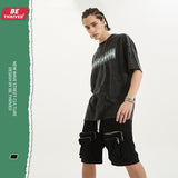 Men's Summer Short Sleeve plus Size Loose Top Retro Sports T-shirt Men Top