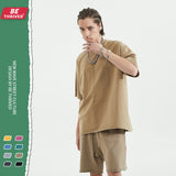 Men's Spring/Summer plus Size Loose Top Retro Sports Short-Sleeved T-shirt Suit Men Top