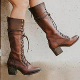 Coachella Festival Boots Lace-up Boots Women's Boots Chunky Heel