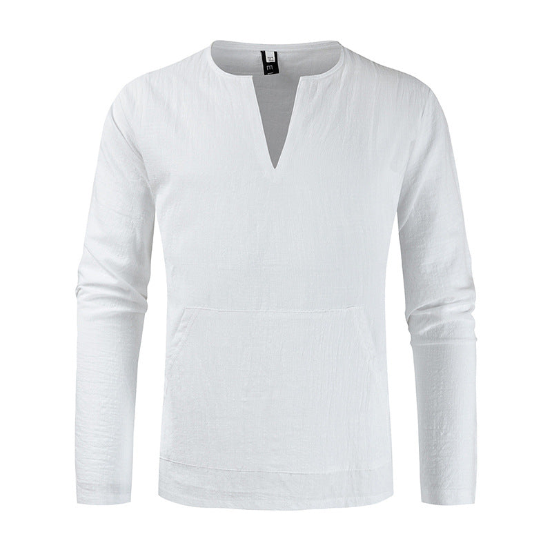 Men Shirt Fashion Slim Fit Shirt Short Sleeve Shirt Large Size Casual Top Summer Casual Linen Loose Long-Sleeved T-shirt Blouse