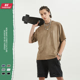 Men's Spring and Summer Short Sleeves Retro Large Size Loose Sports Vest Top T-shirt Men Men Top