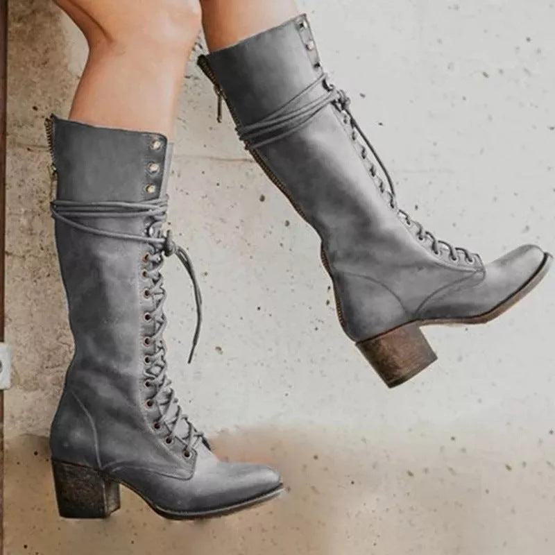 Coachella Festival Boots Lace-up Boots Women's Boots Chunky Heel
