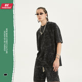 Men's Spring and Summer Large Size Loose Retro Casual Short-Sleeved T-shirt Men Top