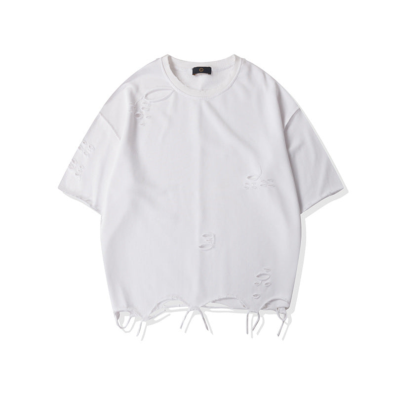 Men's Summer plus Size Loose Sports Top Retro Short Sleeve Outerwear T-shirt Men Top