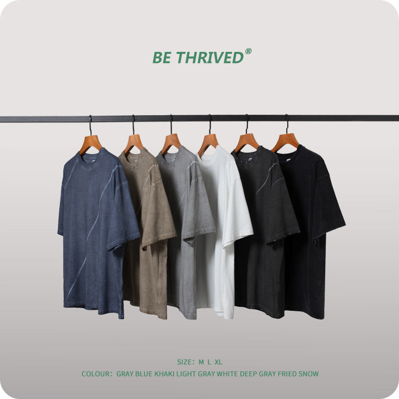 Men's Spring and Summer Short Sleeves Retro Large Size Loose Sports Vest Top T-shirt Men Men Top