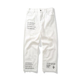 Patch Letter Print Ripped Casual Pants Men's Baggy Straight Trousers Street plus Size Retro Sports Trendy Trousers Men Pants