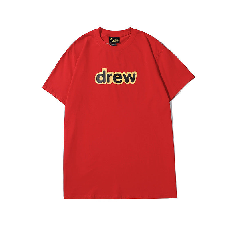 Justin Bieber Drew House T shirt Smiley round Neck Male and Female Couples Wear Letter Printed High Street Short Sleeve Tshirt