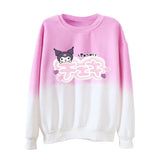 Kuromi Sweatshirt Long Sleeve Pullover Loose round Neck Gradient Color Top for Women