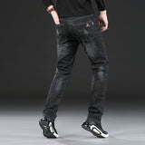 Man Spring Summer Jeans Spring Slim-Fitting Elastic Straight Jeans for Men