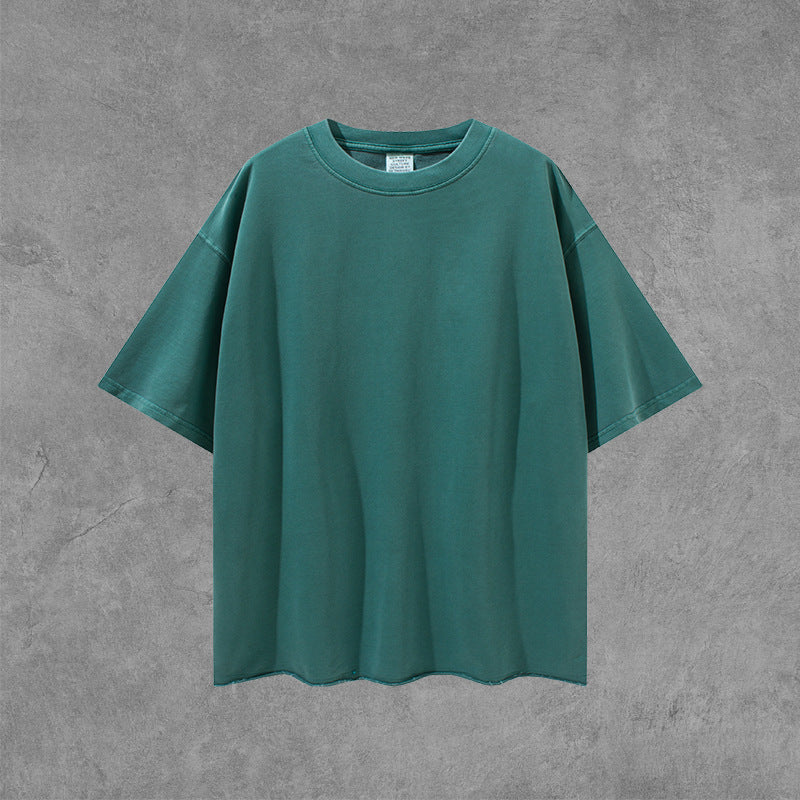 Men's Spring/Summer plus Size Loose Top Retro Sports Short-Sleeved T-shirt Suit Men Top