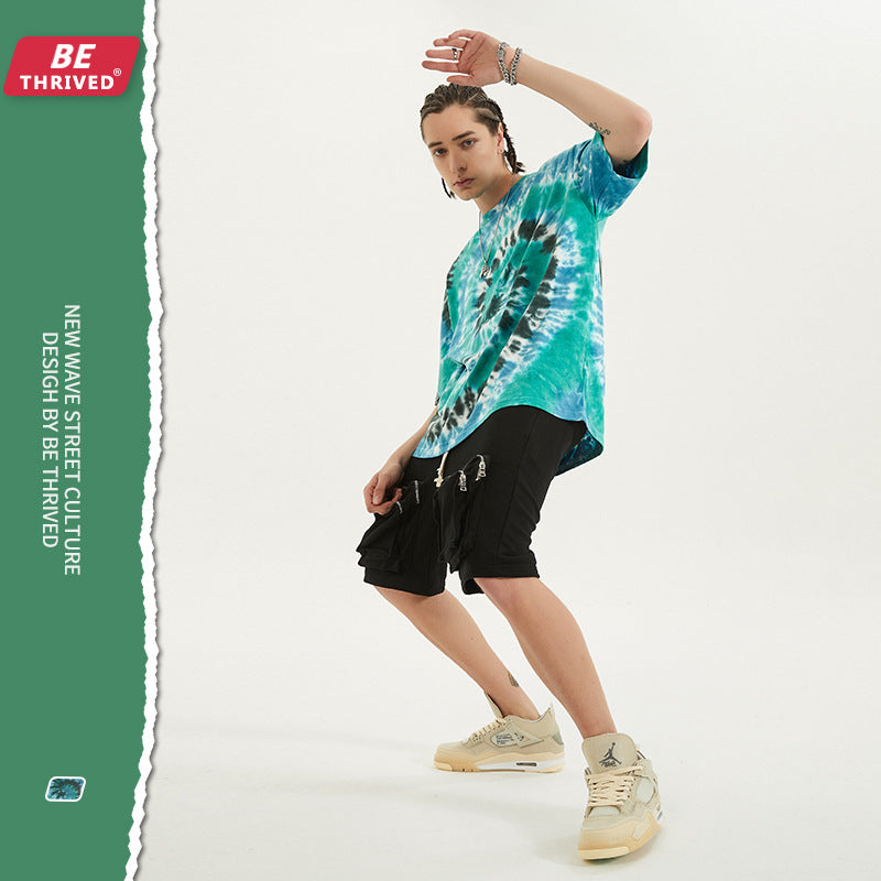 Men's Summer plus Size Loose Sports and Leisure Top Vest Retro Short Sleeve T-shirt Men Top