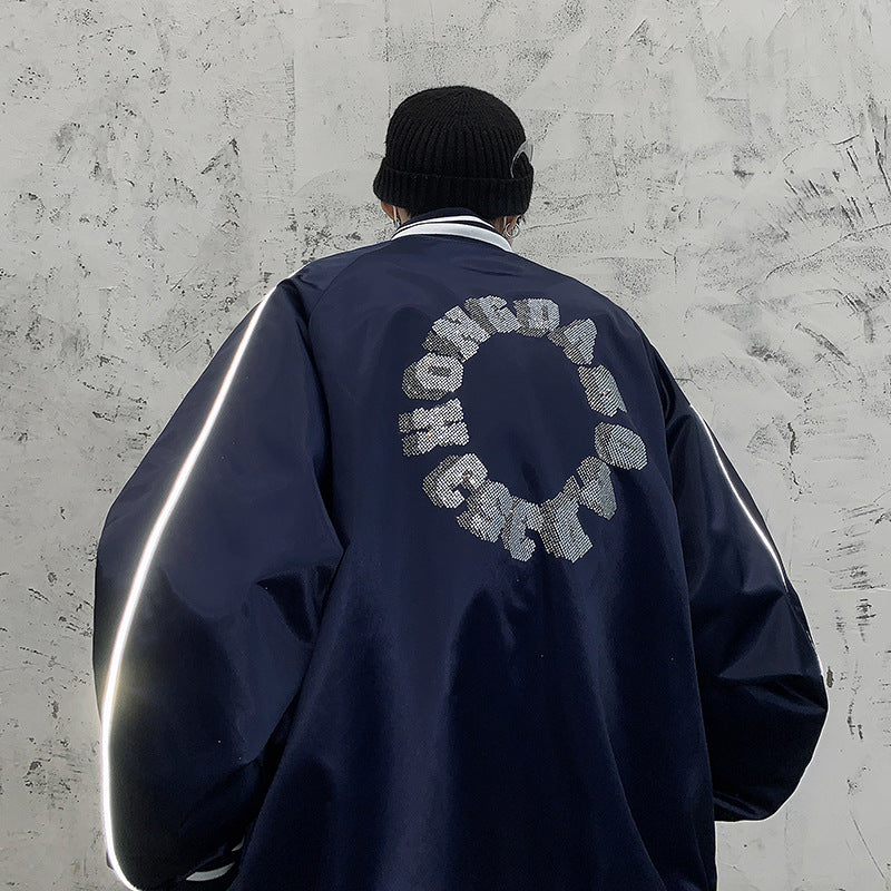 Varsity Jacket for Men Baseball Jackets Men's Spring and Autumn Hip Hop Fashion Letter Print Stand Collar Baseball Uniform plus Size Coat