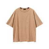 Men's Summer Large Size Loose Retro Sports Top Short Sleeve Solid Color T-shirt Men's Men Top