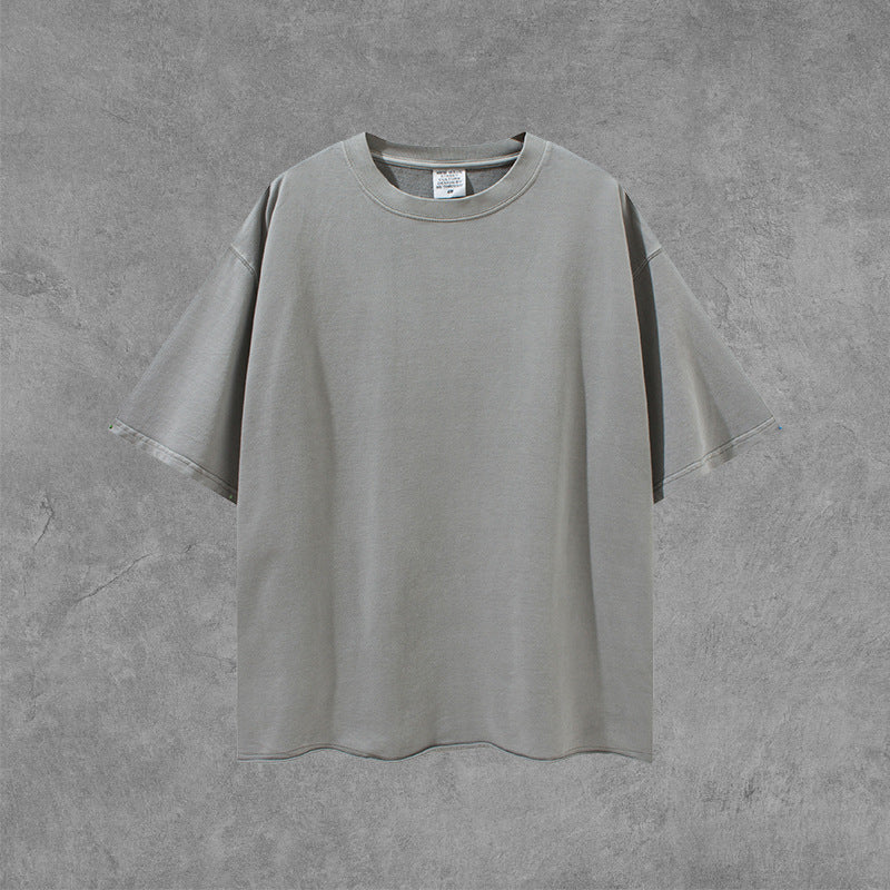 Men's Spring/Summer plus Size Loose Top Retro Sports Short-Sleeved T-shirt Suit Men Top